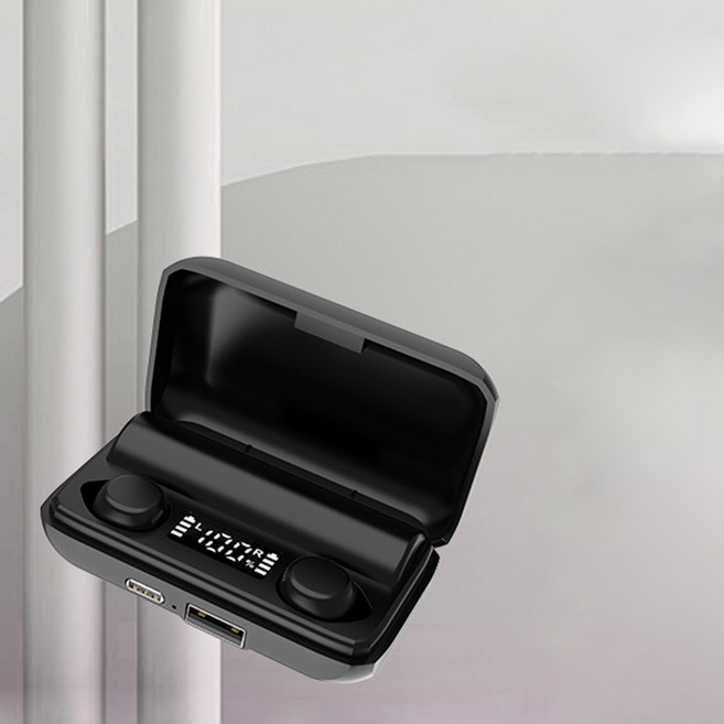 Fowod 미니 수면 이어폰 항속 시간이 길다 초경량 초소형 무선 이어폰 블루투스 5.3, 블랙