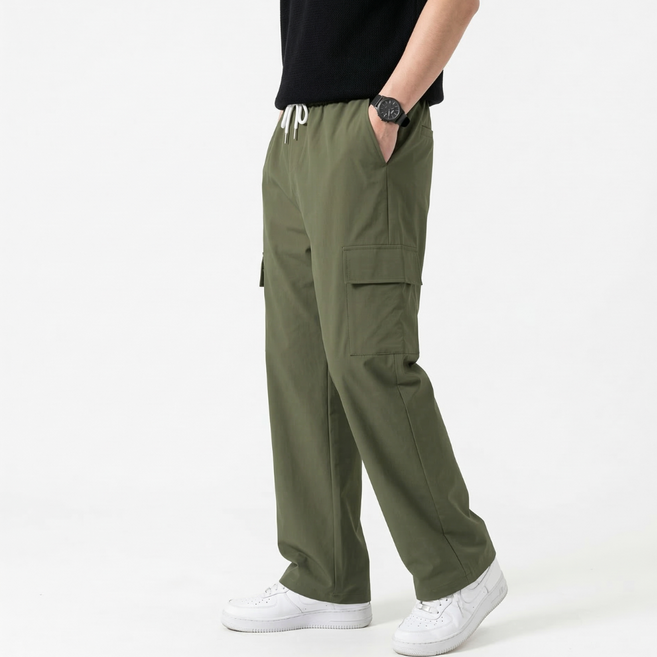 남자 여름바지 아이스팬츠 와이드팬츠 냉감 카고팬츠 밴딩 통바지 M~3XL