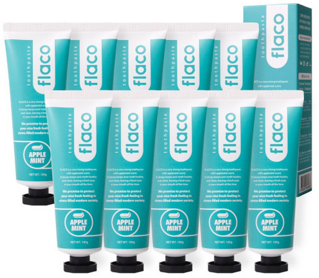 플라코 애플민트 치약 100gx10개/악마의치약 구취제거, 100g, 10개