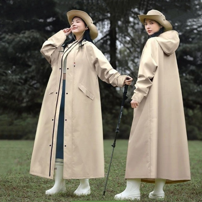 가남 초경량 판초우의 바람막이 레인코트 남녀공용 골프 우비, 1개, 카키색