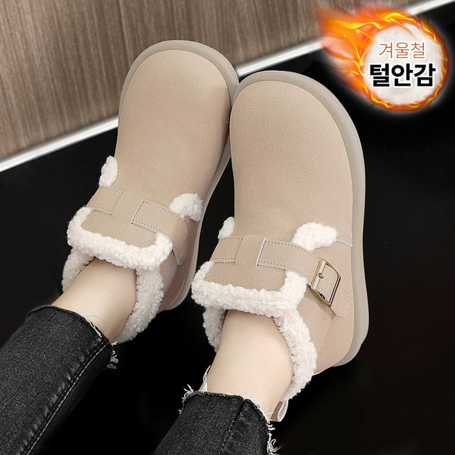 Modern Fashion 여성 빈티지 하이탑 뽀글이 단화 기모 플랫 로퍼 L07