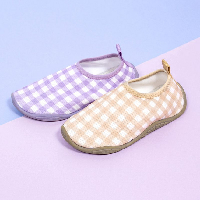 bayb 아동용 깅엄 체크 아쿠아슈즈