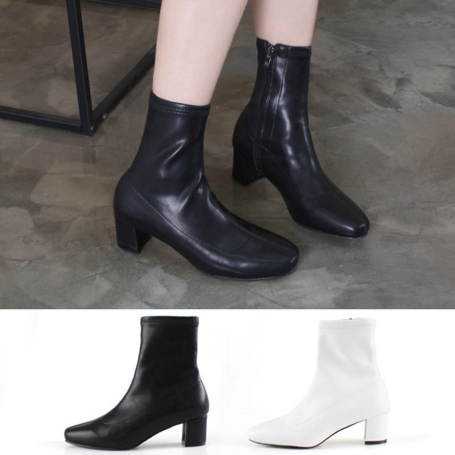 슈앤필 자체제작 여성 스판 가죽 앵클 부츠 워커 구두 ST0241