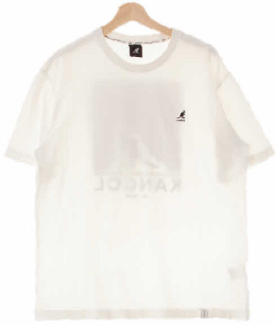 4385 KangoI 화이트 면 미니자수로고반팔티 [L]