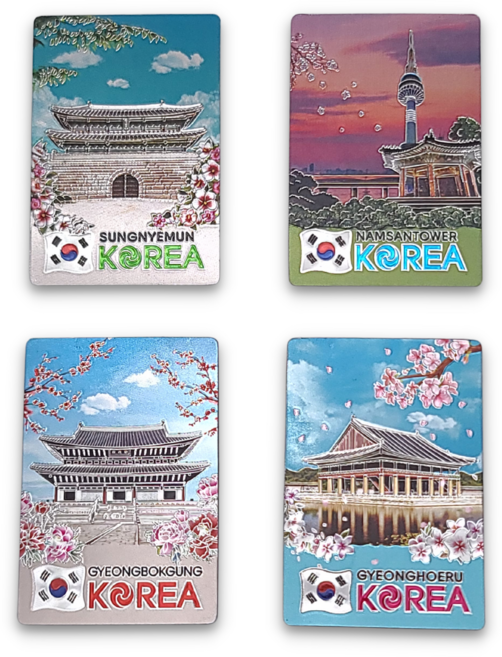 한국민예사 한국 기념품 관광지 사각조각 자석 4조 세트 6종 마그넷 외국인 선물 korean souvenir ref magnet, 01 사각 관광지