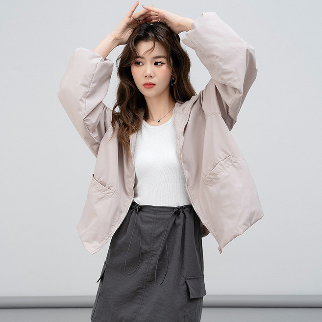 春秋新款連帽短款休閒寬鬆夾克外套女