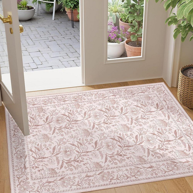 DUKINO 2x3 Rugs for Entryway Washable 빈티지스타일 Floral Small Area Rug with Non Slip Backing Soft Do