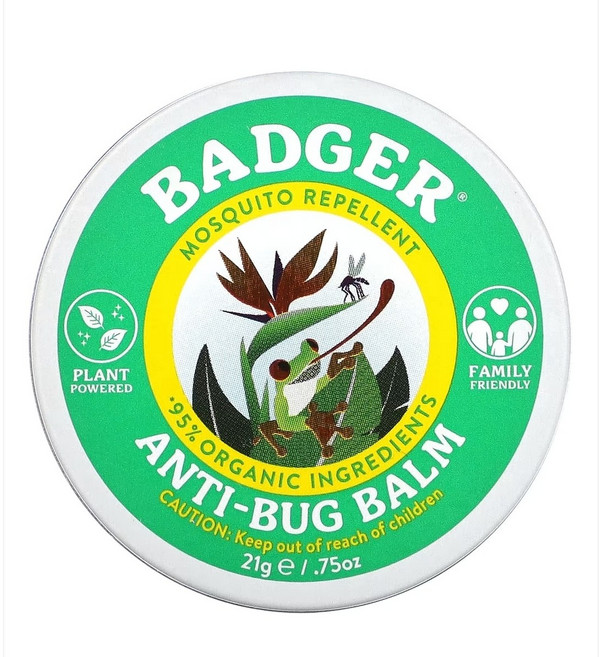 벌레 퇴치제 뱃져 안티 버그 밤 시트러넬라&로즈마리 75oz BADGER 모기퇴치, 1개, 21g