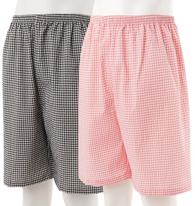 캐리루시 파스텔 선염체크 5부 커플 파자마 잠옷바지 2종SET