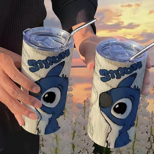 디즈니 스티치텀블러 릴로와스티치 핑크스티치 커플텀블러 캐릭터 스테인리스 빨대컵 콜드컵 스텐컵 얼음컵 머그, 스타일20, 1개
