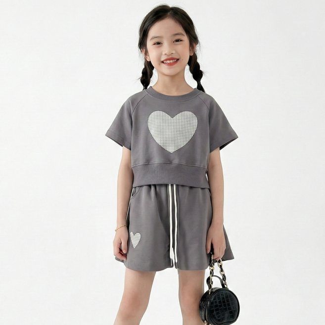 빅하트크롭티+반바지 상하세트 120~170호