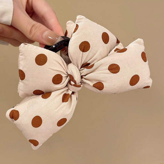 쑐뚀 도트 쿠션 빅 리본 집게핀
