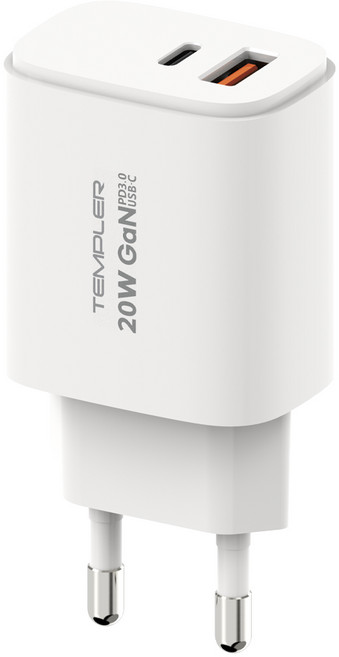템플러 20W 2포트 C타입 PD 고속충전기, 1개, 화이트