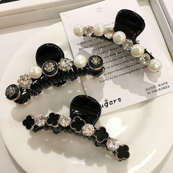 華麗氣質珍珠大抓夾 馬尾夾 髮尾盤髮夾 鯊魚夾