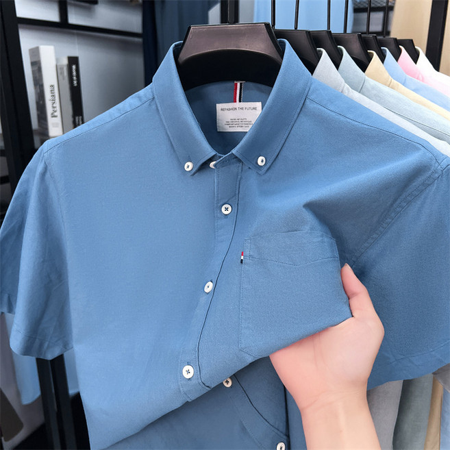 통기성 여름 더위 편안 특유한 질감 내구성 고급스러운 느낌 일상 생활 비즈니스 미팅 데이트 스타일리시 반팔 디자인 세련 버튼 디테일 깔끔 실루엣 골프 티셔츠