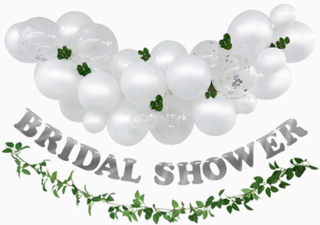 브라이덜 샤워 화이트 풍선 가랜드 세트 홈 파티 용품 장식 소품, BRIDAL SHOWER 가랜드 + 화이트 벌룬 세트, 1세트