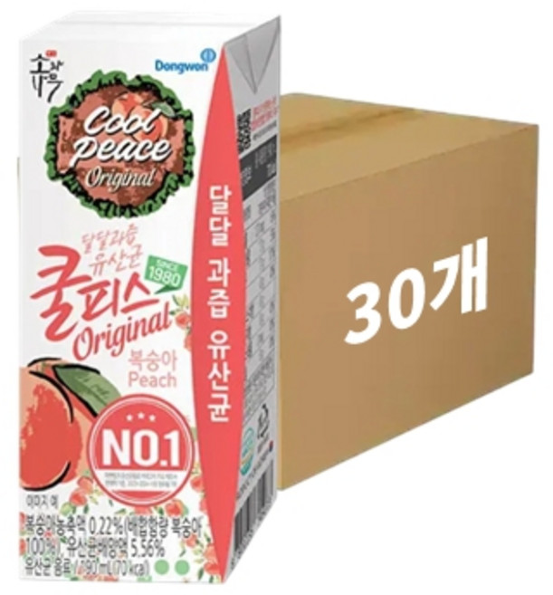 소와나무 쿨피스 복숭아, 190ml, 30개