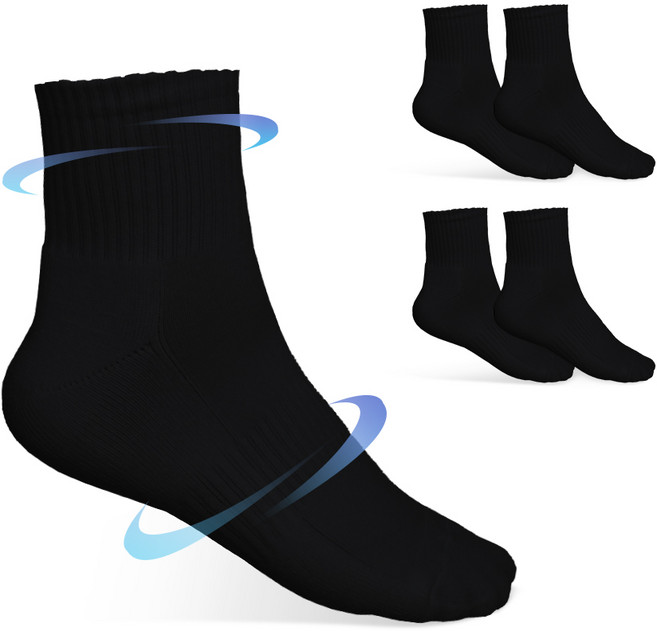 국산 스포츠 쿠션 파일 단목 양말 5족 남자 여자 두꺼운 처음양말, 블랙(5켤레), 3개, L