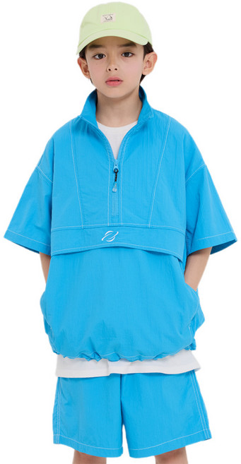 더베이지 여름 주니어 남아 상하 세트 메피 우븐 반집업 SET B4568 아동 초등학생 상하복