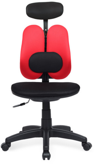 팔걸이 없는 요추 헤더형 허리편한 학생 컴푸터 사무실 의자, 엔젤ZC 팔무 요추헤더형:올메쉬-레드