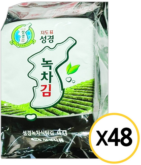 [현대프리마켓] 성경김 녹차 식탁김, 4g, 48개