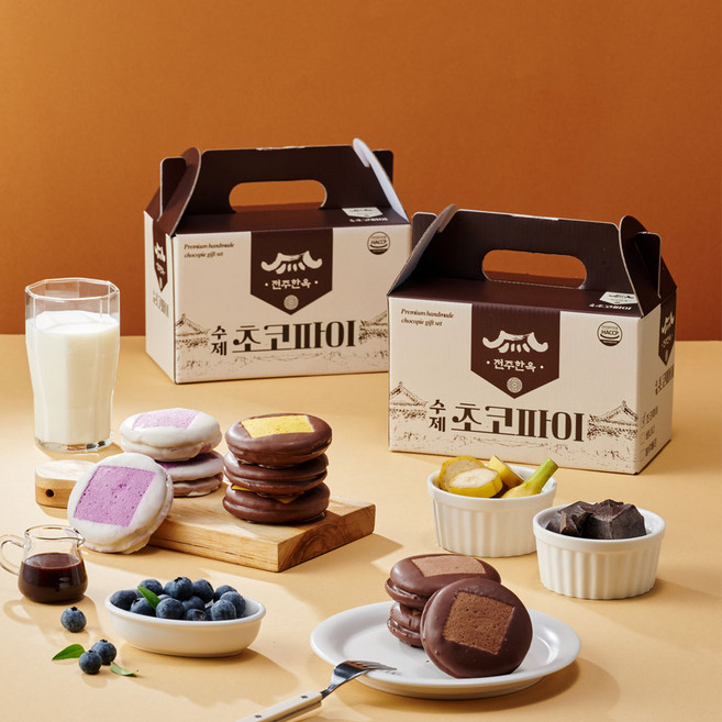 전주 수제 초코파이 선물세트 10개입 혼합(초코4+블루베리3+바나나3), 1개, 400g