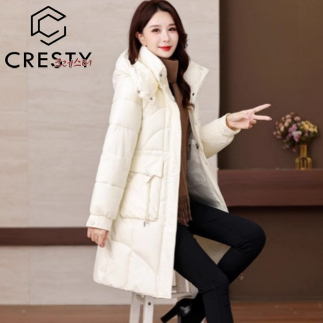 크레스티 겨울 엄마 포켓 코트 슬림핏 컴포트 방한 점퍼