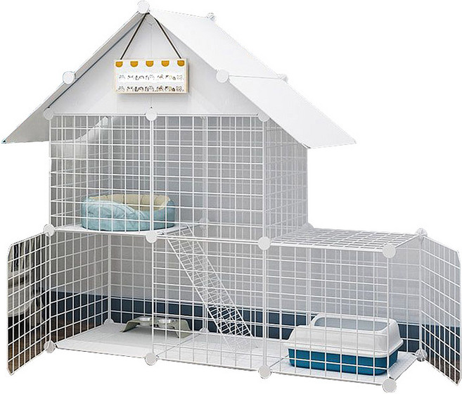 BOSUN 아이리스 고양이 케이지 대형 철장 2단 3단, [111*37*111] 화이트, 패키지 2 (패키지 1 해먹), 1개