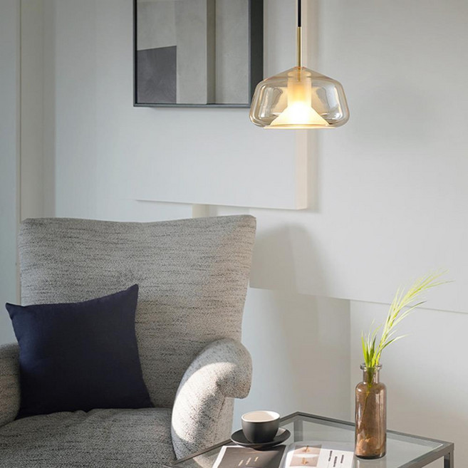 카페 레스토랑 2중 유리갓 유니크 펜던트등 장식용 엔틱, A타입 브라운, A타입 브라운