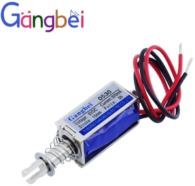 JF-0530B DC 6V 12V 24V 푸시 풀 Gangbei-0530 오픈 프레임 전자석 유지력 5N 이동 10mm 선형 솔레노이드, 02 6VDC