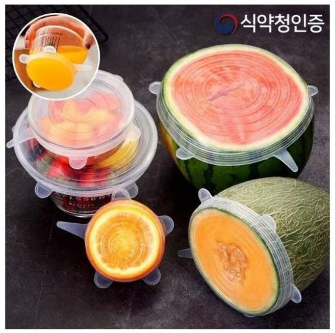 [3set] 실리콘 뚜껑 커버 랩 덮개 남은 음식 보관용 완벽밀봉 요술뚜껑 6P, 요술실리콘뚜껑6개, 3세트