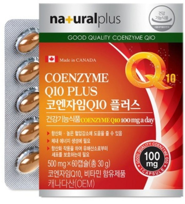내츄럴플러스 - 코엔자임Q10 플러스 500mg, 60회분, 1개