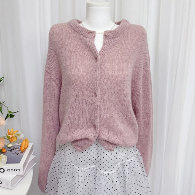 제이엠스타일 [국산 44~77] 여성 울 알파카 가디건 빅사이즈 오버핏 라운드 여자 니트 가디건 봄 가을 겨울