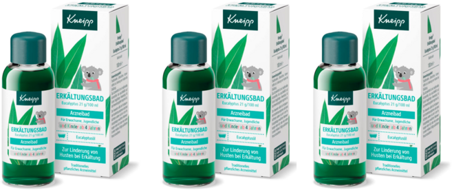 독일 크나이프 유칼립투스 에센셜 목욕 오일 100ml x 3P 감기 기침 기관지 겨울 비건 미세플라스틱X