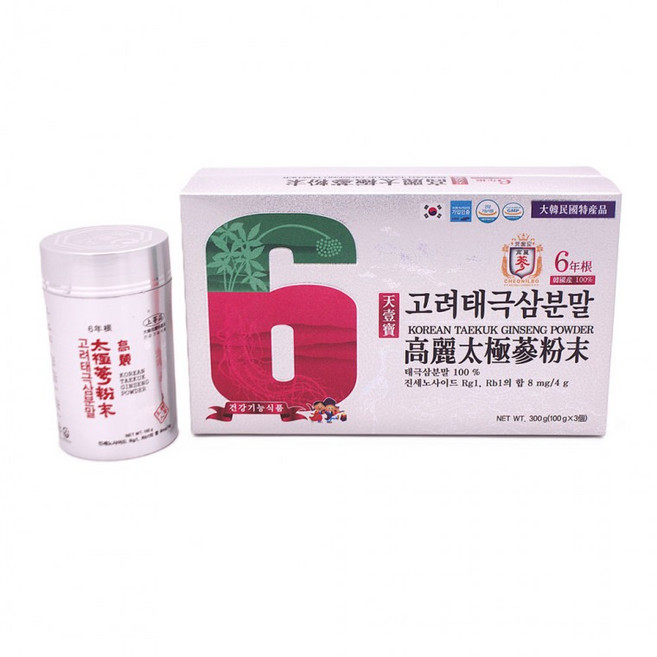 [도매특가] 고려태극삼분말 쇼핑백포함 설선물 / 100%(300g) 6년근, 1개, 1정