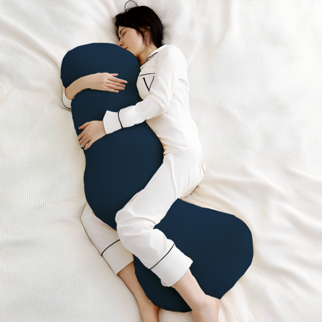 커버분리가능 인체공학 구름이 애착 초대형 벨벳 바디필로우 다리베개 긴베개, 네이비