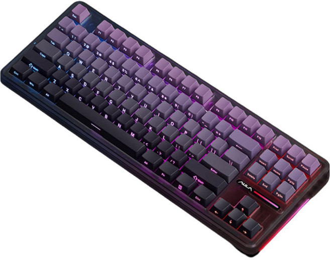 AULA F87 프로 3모드 기계식 키보드, 제조사축, 그레이축 V4, 퍼플 블랙 그라데이션