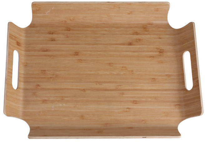 베이커리 대나무 트레이 빵진열 손잡이 서빙 나무 쟁반 소, 단일, 1개