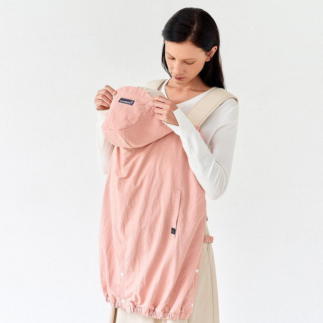 구스켓 아기띠 바람막이 워머, 핑크