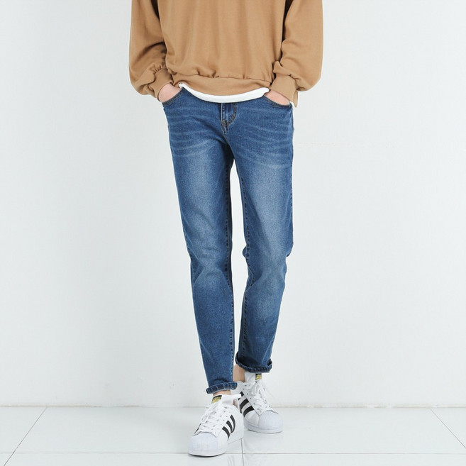 데님공방 남성용 데일리 스판청바지 슬림일자핏 데님
