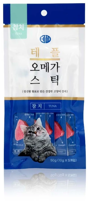 테플 오메가스틱 고양이간식, 참치, 50g, 1개 - 쿠팡