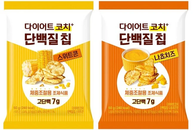 다이어트 코치 나쵸치즈+스위트콘 단백질 칩 600g - 쿠팡
