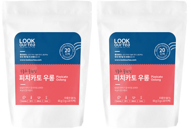 (2개)룩아워티 피치카토 우롱 20티백 우롱차 블렌딩, 20개입, 2개, 3g