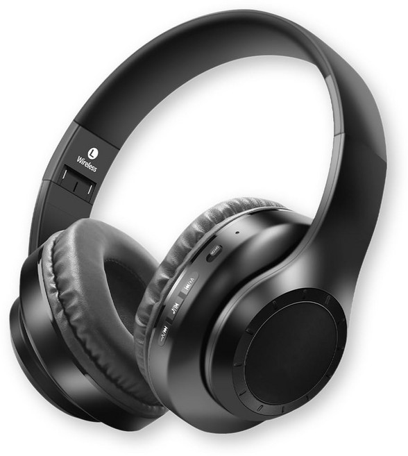 JUNAN 블루투스 헤드폰 오버이어 접이식 무선 딥 내장 및 SDTF 오디오 스테레오 베이스 유선 등을 FM PC HiFi 마이크 저지연 위한 헤드셋 라디오 휴대폰 TV