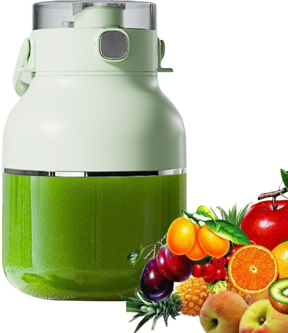 대용량 아웃도어 착즙기 10중 칼날 무선 저소음 과일채소 캠핑용 가정용 믹서기, 녹색