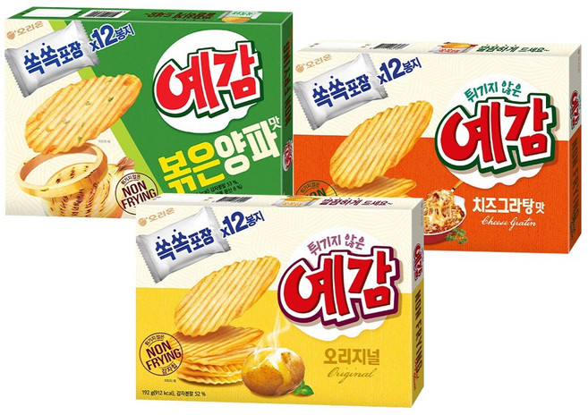 오리온 예감 오리지널 192g+치즈그라탕 204g+볶음양파맛 204g (총 3개), 192g, 1세트