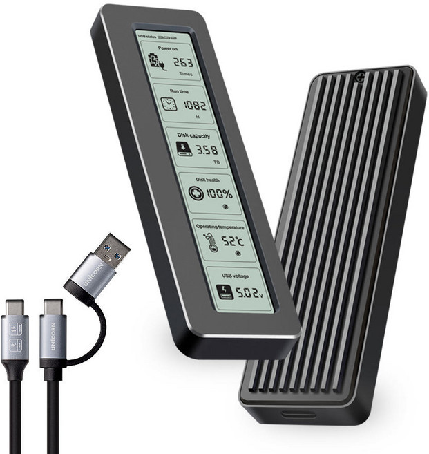 유니콘 LCD A+C타입 M.2 NVME SSD 10G 외장하드케이스 MSD-L60, 1개