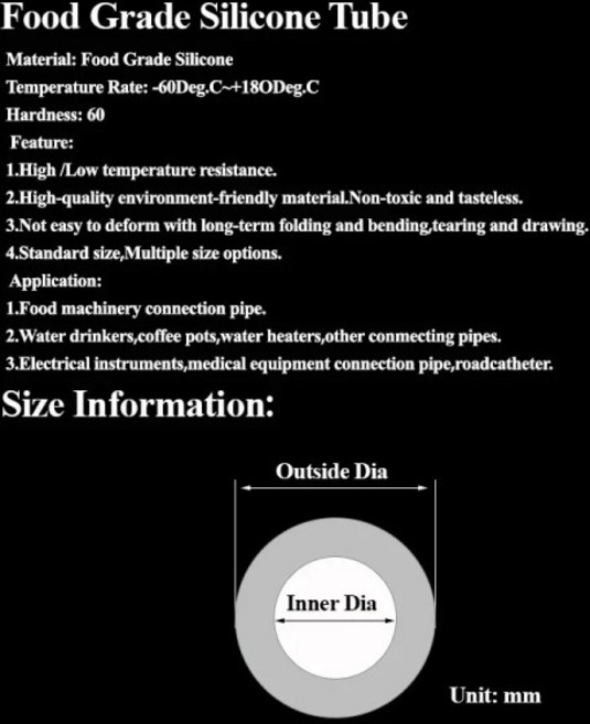 유연한 수족관 공기 관개 파이프 물 커넥터 정원 호스 식품 등급 고무 호스 실리콘 튜브 흰색 1 ~ 10m, 01 빠른, 25 OD 8xID 7mm
