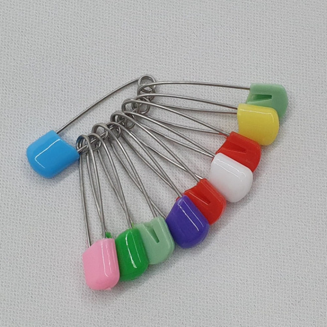 [우리] 스테인레스 병원 가정용 이불 고정 대형 칼라 옷핀 스카프핀 5.3cm-10개, 1세트