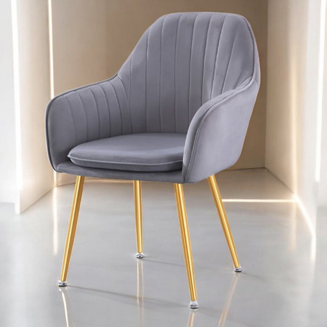 에코베스트 식탁의자 골드벨벳체어 인테리어 카페 다이닝체어, 그레이, 1개